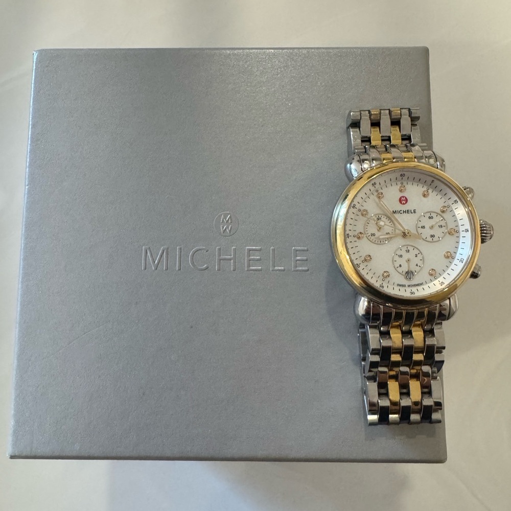 Michele Gold and Silver Chronograph Watch - Picture 3 of 5